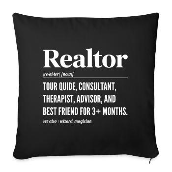 Définition Humour Agent Immobilier - Realtor - Housse de coussin décorative 45 x 45 cm - noir - Devant