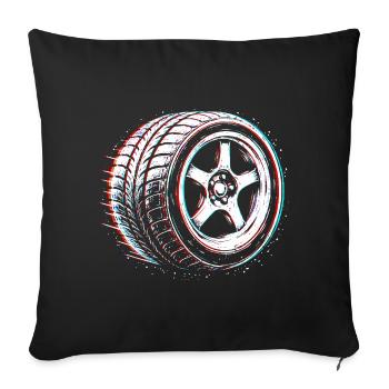 Car Tire Tuning Drift Motorsport Design - Sofa pillowcase 17,3'' x 17,3'' (45 x 45 cm) - black - Front