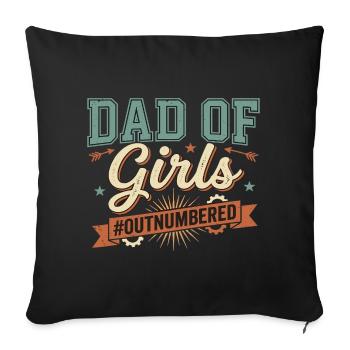 Papa des filles, père fille qui dit - Housse de coussin décorative 45 x 45 cm - noir - Devant