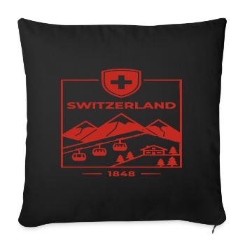 Randonnée dans les Alpes suisses - Housse de coussin décorative 45 x 45 cm - noir - Devant