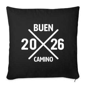 Buen Camino 2026 | Jakobsweg, Pilger, Santiago - Sofakissenbezug 45 x 45 cm - Schwarz - Vorne