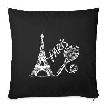 Chemise du tournoi de tennis de Paris, mode rétro de tennis - Housse de coussin décorative 45 x 45 cm - noir - Devant