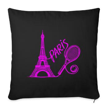 Chemise du tournoi de tennis de Paris, sac de tennis rétro - Housse de coussin décorative 45 x 45 cm - noir - Devant