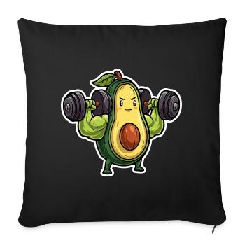 Motif drôle d’avocat en bodybuilding pour hommes de sport - Housse de coussin décorative 45 x 45 cm - noir - Devant