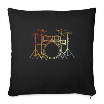 Art de lignes de batterie vintage - Housse de coussin décorative 45 x 45 cm - noir - Devant