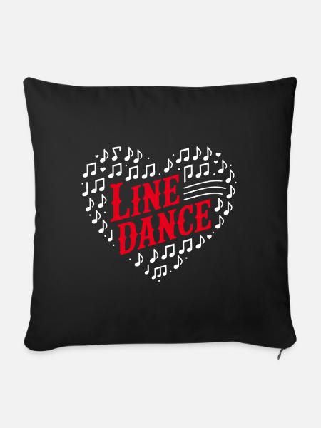 Line Dance Herz Design - Sofakissenbezug 45 x 45 cm - Schwarz