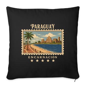 Paraguay Encarnación Vintage Reisemarke - Sofakissenbezug 45 x 45 cm - Schwarz - Vorne