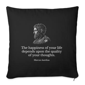 Citation stoïcienne de Marc Aurèle - Housse de coussin décorative 45 x 45 cm - noir - Devant