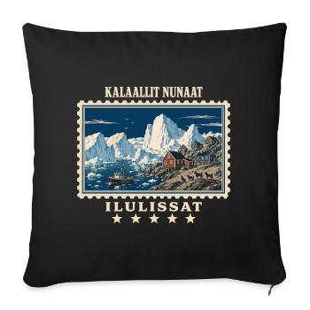 Grönland Ilulissat Vintage Reisemarke - Sofakissenbezug 45 x 45 cm - Schwarz - Vorne