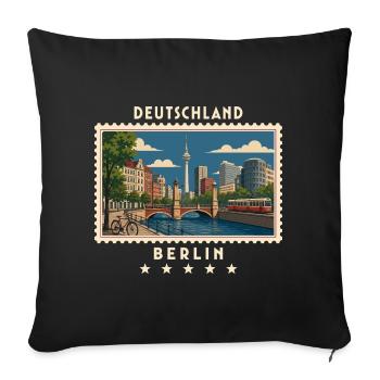 Deutschland Berlin Vintage Reisemarke - Sofakissenbezug 45 x 45 cm - Schwarz - Vorne