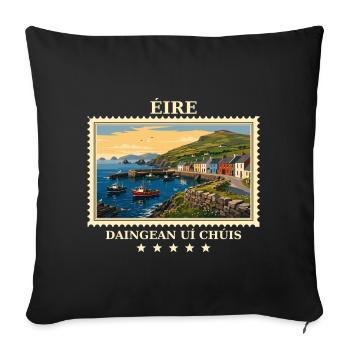 Irland Dingle Vintage Reisemarke - Sofakissenbezug 45 x 45 cm - Schwarz - Vorne
