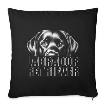 Labrador Retriever Porträt mit großem Schriftzug - Sofakissenbezug 45 x 45 cm - Schwarz - Vorne
