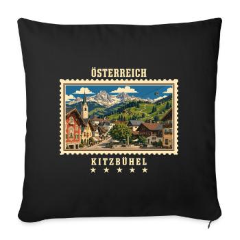 Österreich Kitzbühel Vintage Reisemarke - Sofakissenbezug 45 x 45 cm - Schwarz - Vorne