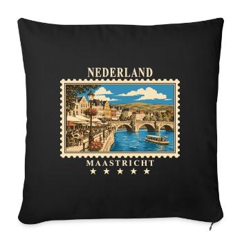 Niederlande Maastricht Vintage Reisemarke - Sofakissenbezug 45 x 45 cm - Schwarz - Vorne