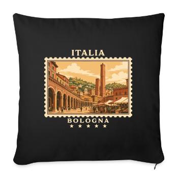 Italien Bologna Vintage Reisemarke - Sofakissenbezug 45 x 45 cm - Schwarz - Vorne