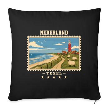 Niederlande Texel Vintage Reisemarke - Sofakissenbezug 45 x 45 cm - Schwarz - Vorne