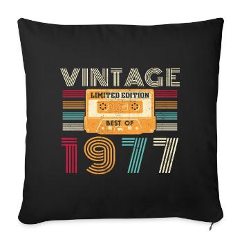 1977 Vintage Rétro Cadeau D’anniversaire - Housse de coussin décorative 45 x 45 cm - noir - Devant