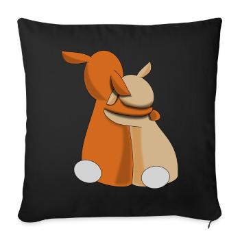 Bunnies Friendship - Sofa pillowcase 17,3'' x 17,3'' (45 x 45 cm) - black - Front