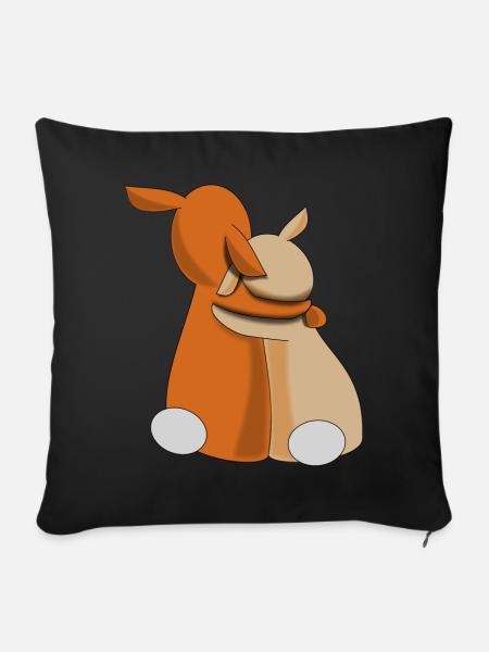 Hasen-Freundschaft - Sofakissenbezug 45 x 45 cm - Schwarz