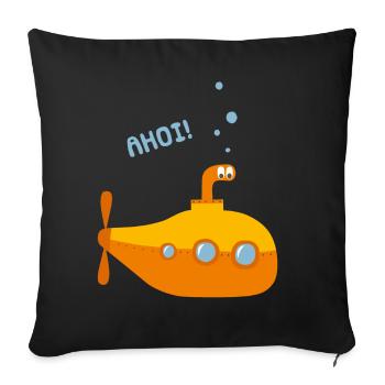 Unterwasser Comic U-Boot - Sofakissenbezug 45 x 45 cm - Schwarz - Vorne
