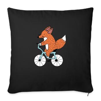 Funny bike Fox, wheel drive E bike gift - Sofa pillowcase 17,3'' x 17,3'' (45 x 45 cm) - black - Front