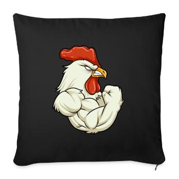 Rooster At The Gym - Workout Fitness Muscles - Sofa pillowcase 17,3'' x 17,3'' (45 x 45 cm) - black - Front