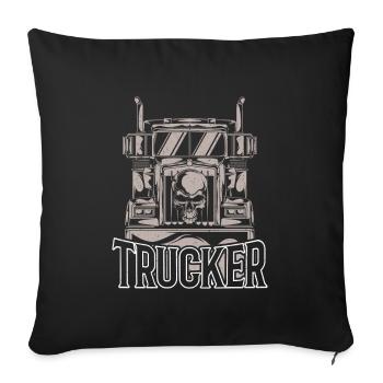 Trucker - Camion-camionneur - Housse de coussin décorative 45 x 45 cm - noir - Devant