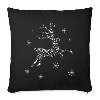 Flocon de neige étoile rennes cerf noël - Housse de coussin décorative 45 x 45 cm - noir - Devant