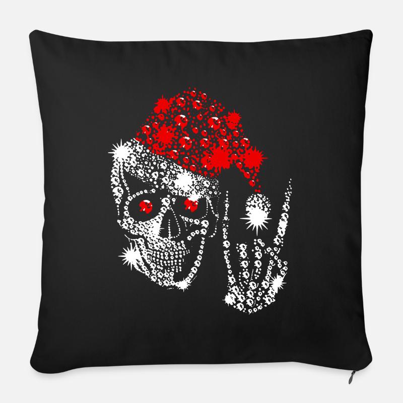 Christmas Skull Shirt - Sofa pillowcase 17,3'' x 17,3'' (45 x 45 cm) - black
