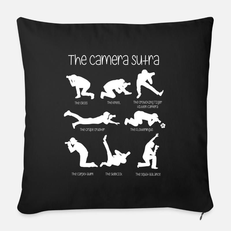 Sutra de la caméra Funny Photographer Cameraman Gift - Housse de coussin décorative 45 x 45 cm - noir