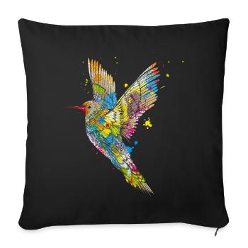 Hummingbird graffiti - Sofa pillowcase 17,3'' x 17,3'' (45 x 45 cm) - black - Front