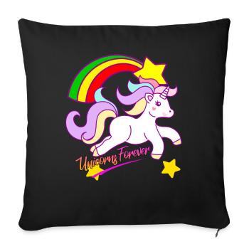 Rainbow Unicorn Forever - Sofa pillowcase 17,3'' x 17,3'' (45 x 45 cm) - black - Front