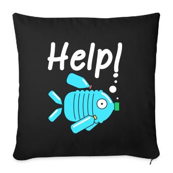 Plastique changement climatique protection de l'environnement - Housse de coussin décorative 45 x 45 cm - noir - Devant