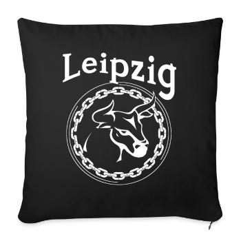 Leipzig Fußballfan - Sofakissenbezug 45 x 45 cm - Schwarz - Vorne
