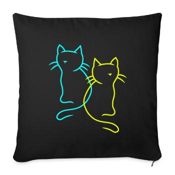 Cats, Pets, Kitten, Cat, Gift Idea - Sofa pillowcase 17,3'' x 17,3'' (45 x 45 cm) - black - Front