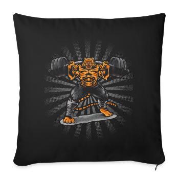 Muscles d'entraînement de musculation d'entraînement d'haltère de tigre - Housse de coussin décorative 45 x 45 cm - noir - Devant