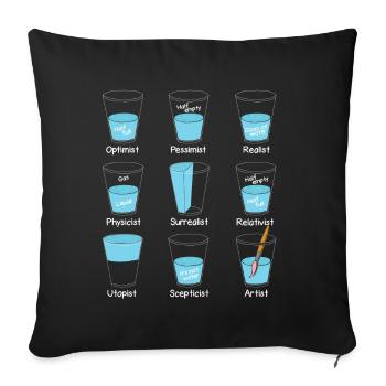 Mindset Wasserglas Einstellung - Sofakissenbezug 45 x 45 cm - Schwarz - Vorne