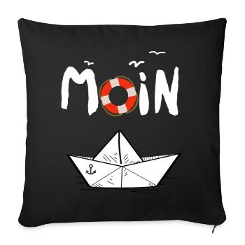 Moin Möwen Rettungsring Papierboot Schiff - Sofakissenbezug 45 x 45 cm - Schwarz - Vorne