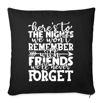Amitié Camping Aventure Citation Typographique - Housse de coussin décorative 45 x 45 cm - noir - Devant