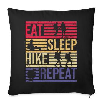 Eat Sleep Hike Repeat Vintage Retro - Sofa pillowcase 17,3'' x 17,3'' (45 x 45 cm) - black - Front