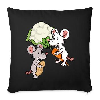 Organic Eco Mice Vegetables Rodents Hunger Mouse - Sofa pillowcase 17,3'' x 17,3'' (45 x 45 cm) - black - Front