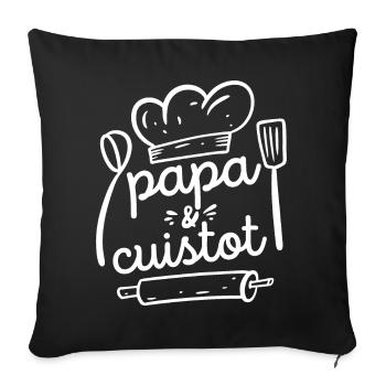 Papa et Cuistot Cadeau Papa Cuisine Barbecue - Housse de coussin décorative 45 x 45 cm - noir - Devant