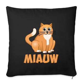 The seated cat above the word meow - Sofa pillowcase 17,3'' x 17,3'' (45 x 45 cm) - black - Front