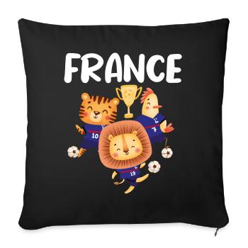 Équipe de football France Animaux pour enfants - Housse de coussin décorative 45 x 45 cm - noir - Devant