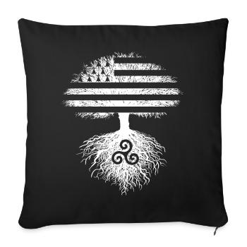 Arbre Drapeau Bretagne Gwenn ha Du Triskèle Breton - Housse de coussin décorative 45 x 45 cm - noir - Devant