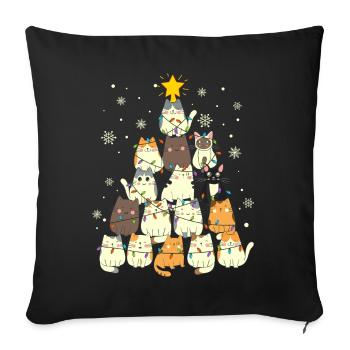 Cute Cats Christmas Tree Funny - Sofa pillowcase 17,3'' x 17,3'' (45 x 45 cm) - black - Front