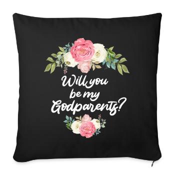Est-ce que mes parrains et marraines veulent être les parrains et marraines pour elle ? - Housse de coussin décorative 45 x 45 cm - noir - Devant