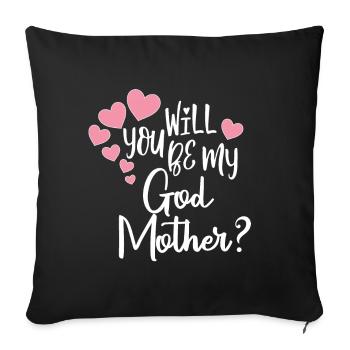 Voulez-vous demander à ma marraine sa marraine - Housse de coussin décorative 45 x 45 cm - noir - Devant