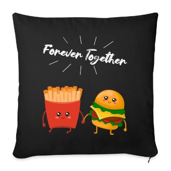 Burger & Fries Couple Cadeau pour les amateurs de frites - Housse de coussin décorative 45 x 45 cm - noir - Devant