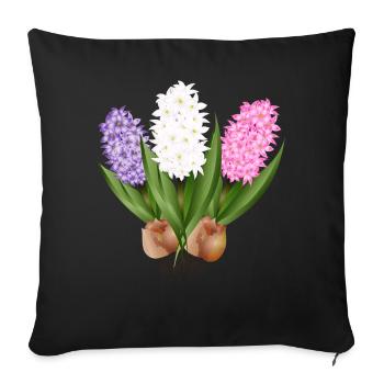 Hand-drawn hyacinths - Sofa pillowcase 17,3'' x 17,3'' (45 x 45 cm) - black - Front